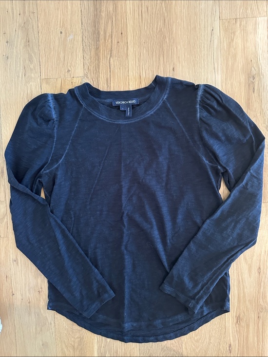 Veronica Beard Tops - Veronica Beard Navy Puff-Sleeve Long Sleeve Top